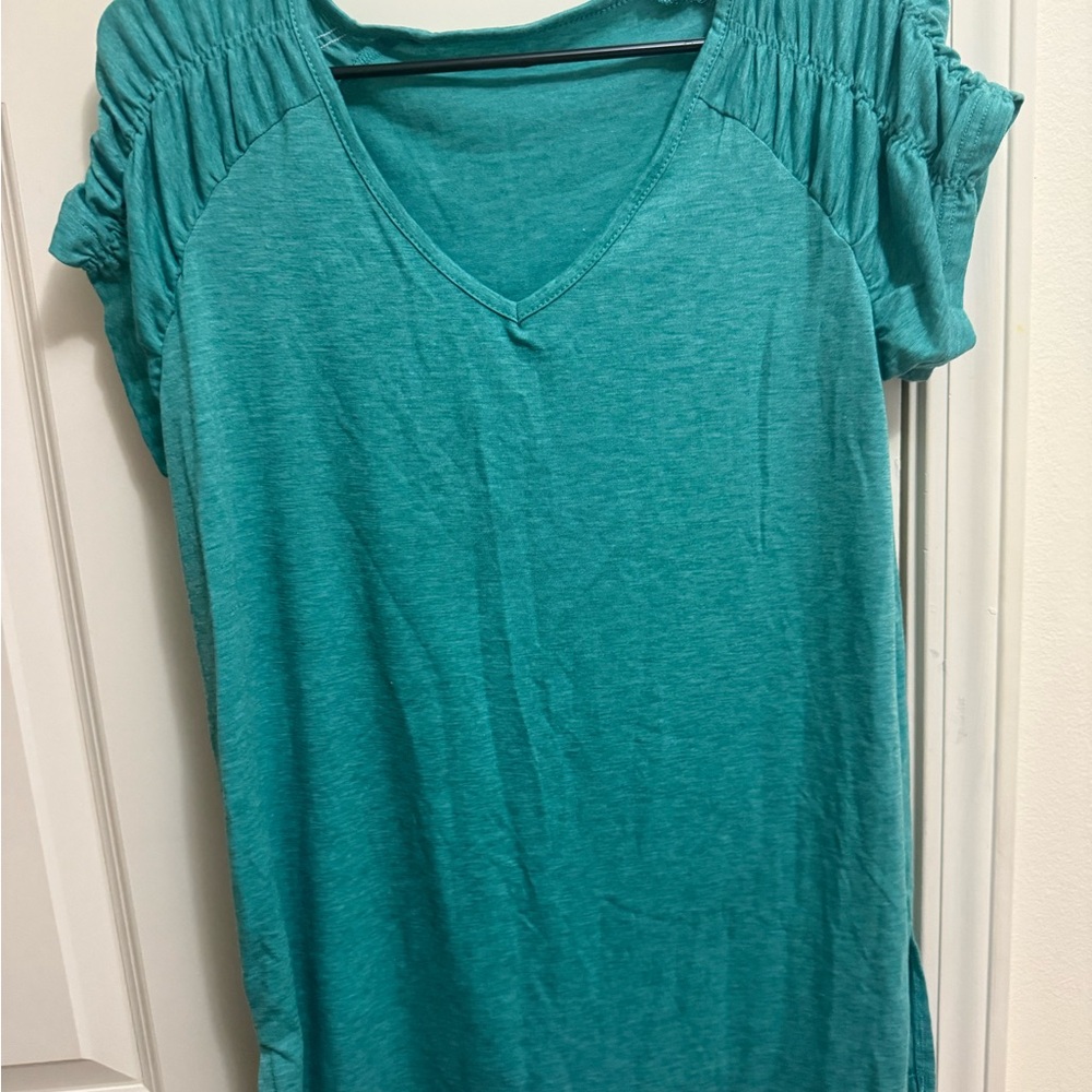 Teal V-Neck Women's Top